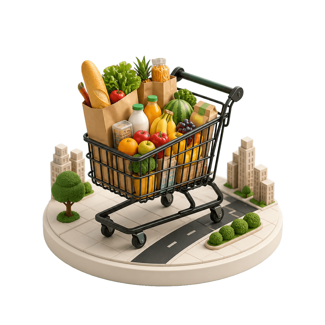 Uber Eats 杂货购物车 3D 模型